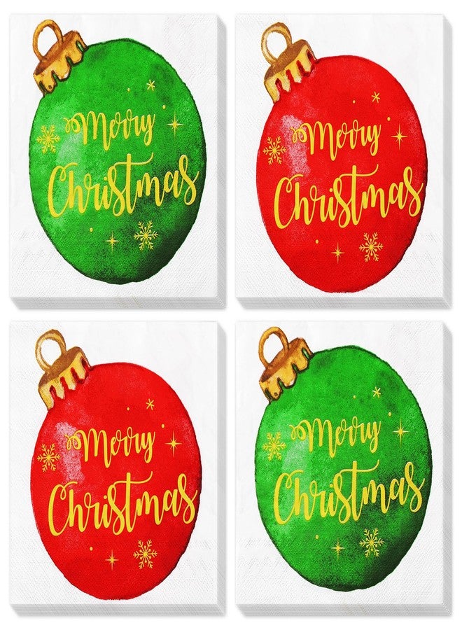 وولاين مجموعة مناديل ورقية لعيد الميلاد من والين، ١٠٠ قطعة - أحمر، أخضر - طبقتان - ١٣ × ١٣ بوصة - مناديل للاستخدام مرة واحدة - لوازم حفلات غداء عيد الميلاد - Image 1